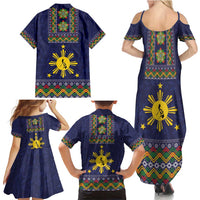 Philippines Merry Christmas Family Matching Summer Maxi Dress and Hawaiian Shirt Maligayang Pasko with Parol and Xmas Pattern Barong Style