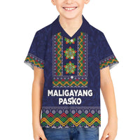 Philippines Merry Christmas Hawaiian Shirt Maligayang Pasko with Parol and Xmas Pattern Barong Style