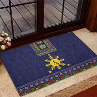 Philippines Merry Christmas Rubber Doormat Maligayang Pasko with Parol and Xmas Pattern Barong Style