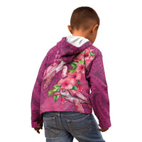 Hawaiian Turtle Love Couple Kid Hoodie - Sweet Hibiscus and Kakau Pattern Rose Color