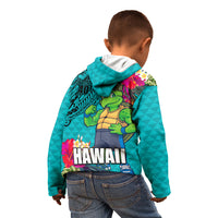 Hawaii Great Aloha Run 40th Anniversary Kid Hoodie With Turtle Mascot Marathon Hibiscus and Kakau LT03 - Polynesian Pride