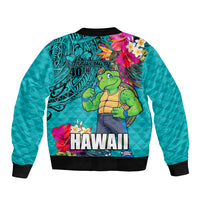 Hawaii Great Aloha Run 40th Anniversary Sleeve Zip Bomber Jacket With Turtle Mascot Marathon Hibiscus and Kakau LT03 - Polynesian Pride