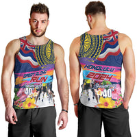 Hawaii Great Aloha Run 40th Anniversary Men Tank Top Hibiscus and Kakau Pattern LT03 - Polynesian Pride