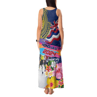 Hawaii Great Aloha Run 40th Anniversary Tank Maxi Dress Hibiscus and Kakau Pattern LT03 - Polynesian Pride