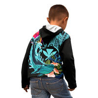 Hawaii Kid Hoodie Whale Mix Hibiscus and Kanaka Maoli LT03 - Polynesian Pride