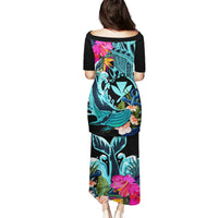 Hawaii Puletasi Whale Mix Hibiscus and Kanaka Maoli LT03 - Polynesian Pride