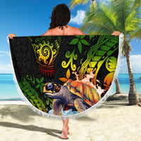 Hawaii Lei Day Beach Blanket Hibiscus Wreath and Polynesian Pattern LT03 - Polynesian Pride