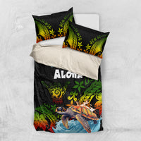 Hawaii Lei Day Bedding Set Hibiscus Wreath and Polynesian Pattern LT03 US Twin 172cm x 218cm Black - Polynesian Pride
