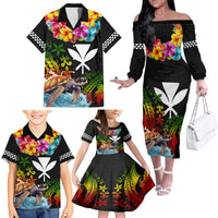 Hawaii Lei Day Family Matching Off The Shoulder Long Sleeve Dress and Hawaiian Shirt Hibiscus Wreath and Polynesian Pattern LT03 - Polynesian Pride