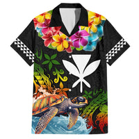 Hawaii Lei Day Hawaiian Shirt Hibiscus Wreath and Polynesian Pattern LT03 Black - Polynesian Pride