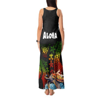 Hawaii Lei Day Tank Maxi Dress Hibiscus Wreath and Polynesian Pattern LT03 - Polynesian Pride