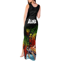 Hawaii Lei Day Tank Maxi Dress Hibiscus Wreath and Polynesian Pattern LT03 - Polynesian Pride