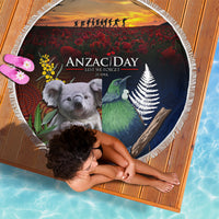 Australia and New Zealand ANZAC Day Beach Blanket Tui Bird and Koala mix Maori and Aboriginal Pattern LT03 - Polynesian Pride