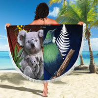 Australia and New Zealand ANZAC Day Beach Blanket Tui Bird and Koala mix Maori and Aboriginal Pattern LT03 - Polynesian Pride