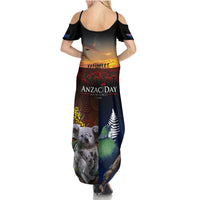Australia and New Zealand ANZAC Day Summer Maxi Dress Tui Bird and Koala mix Maori and Aboriginal Pattern LT03 - Polynesian Pride