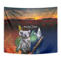 Australia and New Zealand ANZAC Day Tapestry Tui Bird and Koala mix Maori and Aboriginal Pattern LT03 - Polynesian Pride