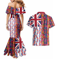 Hawaiian Lei Couples Matching Mermaid Dress and Hawaiian Shirt National Flag Striped Style LT03 - Polynesian Pride
