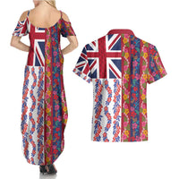 Hawaiian Lei Couples Matching Summer Maxi Dress and Hawaiian Shirt National Flag Striped Style LT03 - Polynesian Pride