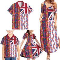 Hawaiian Lei Family Matching Summer Maxi Dress and Hawaiian Shirt National Flag Striped Style