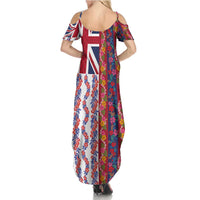 Hawaiian Lei Family Matching Summer Maxi Dress and Hawaiian Shirt National Flag Striped Style