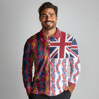 Hawaiian Lei Long Sleeve Polo Shirt National Flag Striped Style LT03 - Polynesian Pride