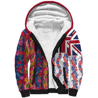 Hawaiian Lei Sherpa Hoodie National Flag Striped Style LT03 Unisex Red - Polynesian Pride