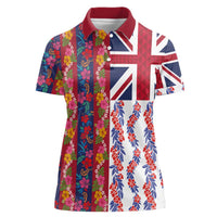Hawaiian Lei Women Polo Shirt National Flag Striped Style LT03 Female Red - Polynesian Pride