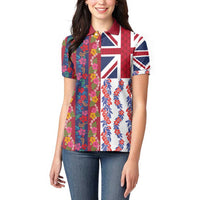 Hawaiian Lei Women Polo Shirt National Flag Striped Style LT03 - Polynesian Pride