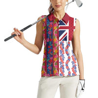 Hawaiian Lei Women Sleeveless Polo Shirt National Flag Striped Style LT03 - Polynesian Pride