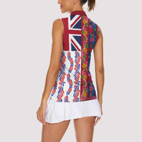 Hawaiian Lei Women Sleeveless Polo Shirt National Flag Striped Style LT03 - Polynesian Pride