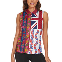 Hawaiian Lei Women Sleeveless Polo Shirt National Flag Striped Style LT03 - Polynesian Pride