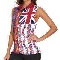 Hawaiian Lei Women Sleeveless Polo Shirt National Flag Striped Style LT03 - Polynesian Pride