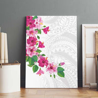 Hawaiian Hibiscus and Art Polynesian Tattoo Canvas Wall Art White Color LT03 - Polynesian Pride