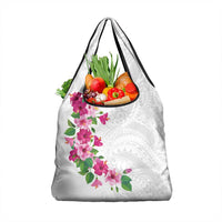 Hawaiian Hibiscus and Art Polynesian Tattoo Grocery Bag White Color LT03 1-pack One Size White - Polynesian Pride