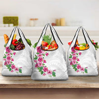 Hawaiian Hibiscus and Art Polynesian Tattoo Grocery Bag White Color LT03 3-pack One Size White - Polynesian Pride
