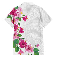 Hawaiian Hibiscus and Art Polynesian Tattoo Hawaiian Shirt White Color LT03 - Polynesian Pride