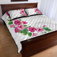 Hawaiian Hibiscus and Art Polynesian Tattoo Quilt Bed Set White Color