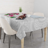 Hawaiian Hibiscus and Art Polynesian Tattoo Tablecloth White Color LT03 - Polynesian Pride