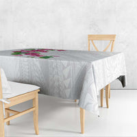 Hawaiian Hibiscus and Art Polynesian Tattoo Tablecloth White Color LT03 - Polynesian Pride