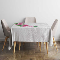 Hawaiian Hibiscus and Art Polynesian Tattoo Tablecloth White Color LT03 - Polynesian Pride