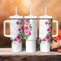 Hawaiian Hibiscus and Art Polynesian Tattoo Tumbler With Handle White Color LT03 - Polynesian Pride
