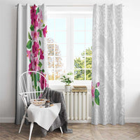 Hawaiian Hibiscus and Art Polynesian Tattoo Window Curtain White Color LT03 - Polynesian Pride