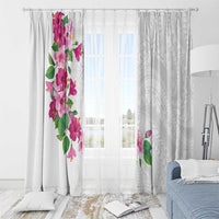 Hawaiian Hibiscus and Art Polynesian Tattoo Window Curtain White Color LT03 - Polynesian Pride