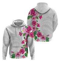 Hawaiian Hibiscus and Art Polynesian Tattoo Zip Hoodie White Color LT03 - Polynesian Pride
