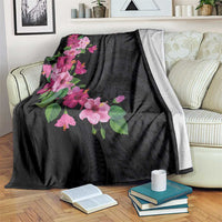 Hawaiian Hibiscus and Art Polynesian Tattoo Blanket Black Color LT03 Black - Polynesian Pride