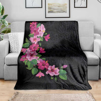 Hawaiian Hibiscus and Art Polynesian Tattoo Blanket Black Color LT03 - Polynesian Pride