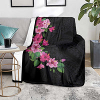 Hawaiian Hibiscus and Art Polynesian Tattoo Blanket Black Color LT03 - Polynesian Pride