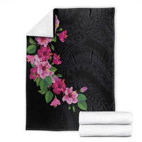 Hawaiian Hibiscus and Art Polynesian Tattoo Blanket Black Color LT03 - Polynesian Pride