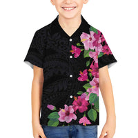 Hawaiian Hibiscus and Art Polynesian Tattoo Hawaiian Shirt Black Color LT03 - Polynesian Pride