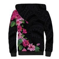 Hawaiian Hibiscus and Art Polynesian Tattoo Sherpa Hoodie Black Color LT03 - Polynesian Pride